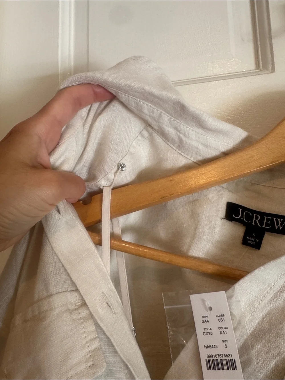 J. Crew women’s Cream Short-Sleeve Button-Up Linen Shirt dress size S